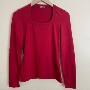 Wolford Scoop Neck Long Sleeve Red Top Wool Blend Stretch Size XS